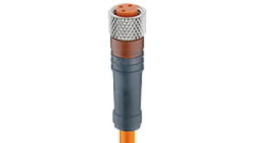 Kabel konfekcjonowany jednostronnie M8 3-pinowy żeńskie proste z samoblokującym gwintem pomarańczowy PVC RKMV 3-06/10 M