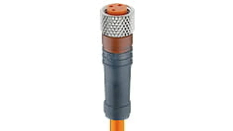 Kabel konfekcjonowany jednostronnie M8 3-pinowy żeńskie proste z samoblokującym gwintem pomarańczowy PVC RKMV 3-06/10 M