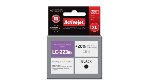 Tusz Activejet AB-223BN (zamiennik Brother LC223BK Supreme 16 ml czarny)