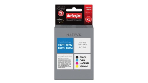 Tusz Activejet AEB-715N (zamiennik Epson T0715 Supreme 4 x 15 ml czarny, czerwony, niebieski, żółty)