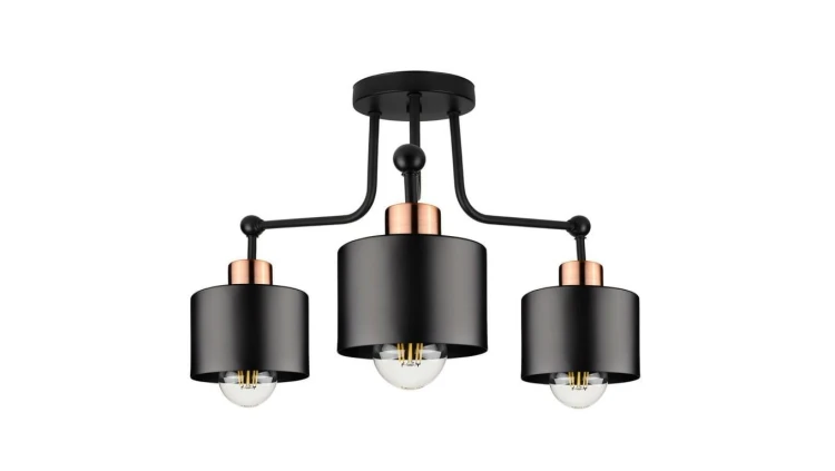 Lampa LOFT ABI-G P2 3xE27 plafon czarno złota