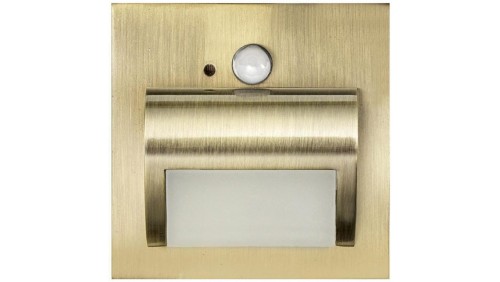 Oprawa Beryl PIR mosiądz zimna 6500K 1,5W 12V DC 9 led smd 3014 kwadrat do puszki fi 60 z czujką ruchu PIR