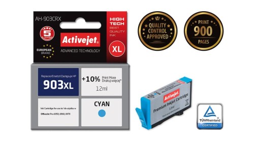 Tusz Activejet AH-903CRX (zamiennik HP 903XL T6M03AE Premium 12 ml niebieski)