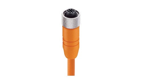 Kabel konfekcjonowany jednostronnie M12 złącze żeńskie 4-pinowe proste gwintowane ekranowany PVC pomarańczowy RKTS 4-182/5 M