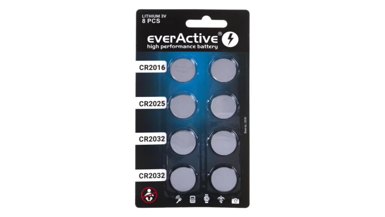 EVERACTIVE ZESTAW BATERII LITOWYCH, 4X CR2032 2X CR2025 2X CR2016 CRMIX8BL