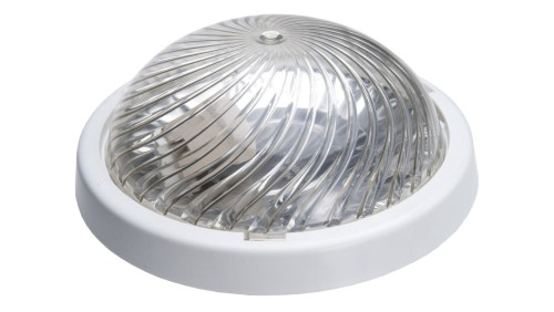 Oprawa ALFA, E27 z czujnikiem ruchu 24V, 40W, biała-polipropylen, klosz przeźroczysty-poliwęglan, IP44, IK10 A2210-P-HF24V