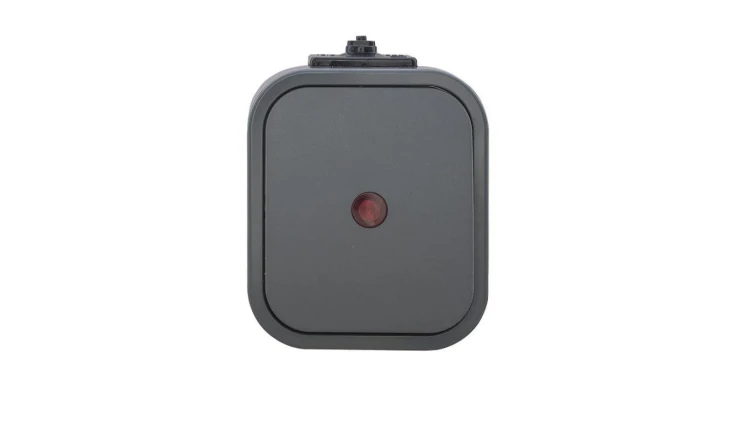 B2 Łącznik natynkowy 10A 250V krzyżowy IP54 podświetlany szary 00060278