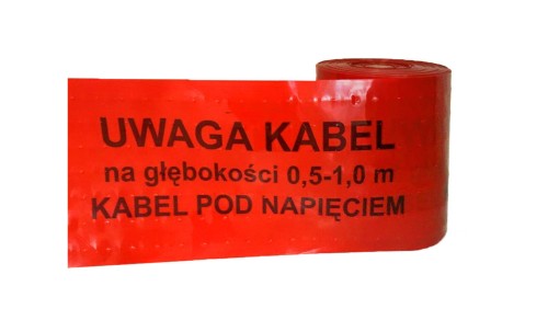 Folia kablowa czerwona 30cm/0,5mm ENEA /z perforowanymi otworami śr. 10mm, + UWAGA KABEL... /100m/