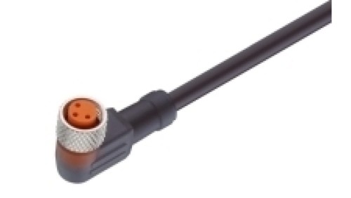 Kabel konfekcjonowany M8 jednostronnie zakończony 3-pinowy złącze żeńskie kątowe +LED samoblokujący gwint RKMWV/LED A 3-224/15 M