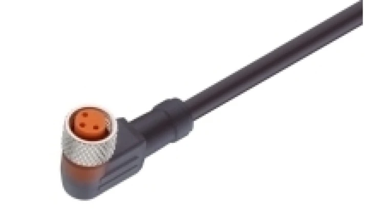 Kabel konfekcjonowany M8 jednostronnie zakończony 3-pinowy złącze żeńskie kątowe +LED samoblokujący gwint RKMWV/LED A 3-224/15 M