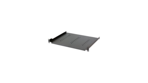 Półka 1U 305mm rack 19, 2 pkt mocowania, perforowana czarna