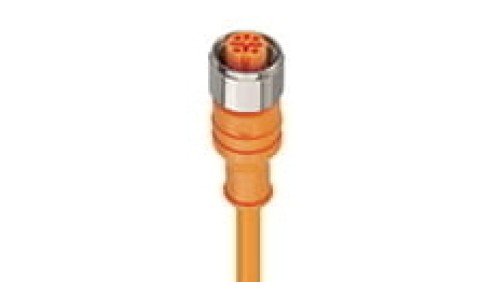 Kabel konfekcjonowany jednostronnie złącze M12 5-pinowe proste żeńskie PVC pomarańczowy PRKT 5-56/10 M