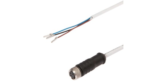 Złącze kablowe M8 żeńskie 3-pinowe proste wolny koniec niezarobiony 3x0,34mm fi3,8mm 60V 150stC 2m IP65 VK20H075