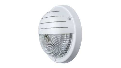 Oprawa GRILL, E27, 60W, biała-polipropylen, klosz przeźroczysty-poliwęglan, IP44, osłona, IK10 A2240-P