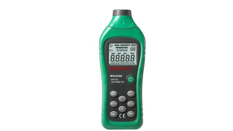 Miernik obrotów laserowy tachometr, Zakres pomiarowy prędkości obrotowej: 50-99999 RPM MS-6208B