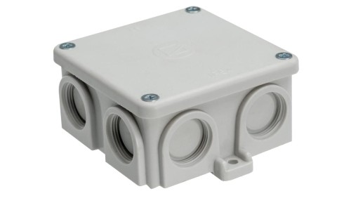 Puszka natynkowa, materał-bakelit, kolor RAL7035, IP54, 500V, 7 wyjść, z zaciskami 4x6mm² K76/K