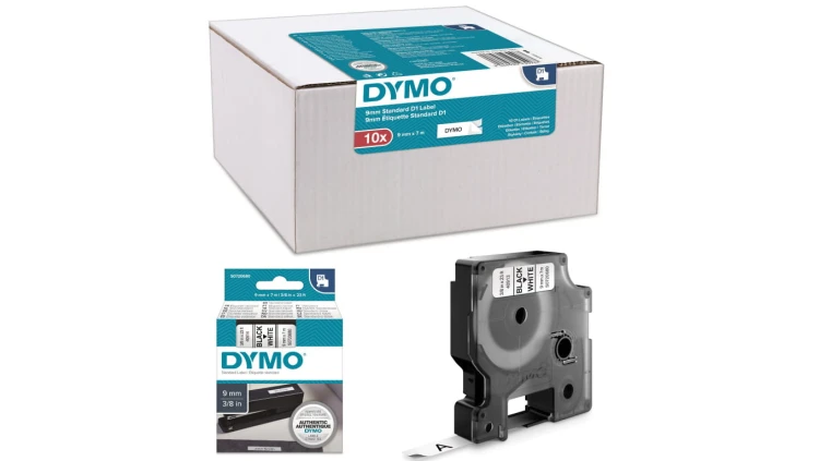 Taśma DYMO D1 9mm x 7m czarny/ biały PACK /10szt./