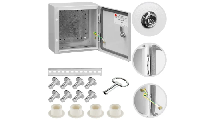 Obudowa hermetyczna rozdzielnia metalowa z płytą montażową 250x250x150 IP65 natynkowa NEKU