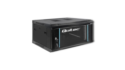 Qoltec Szafa RACK 19 4U 600 x 280 x 450 Hartowane drzwi Wisząca Stalowa obudowa Zamek Czarna