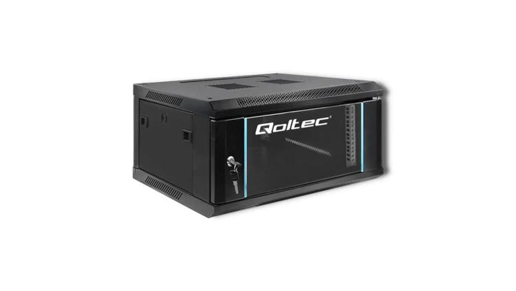 Qoltec Szafa RACK 19 4U 600 x 280 x 450 Hartowane drzwi Wisząca Stalowa obudowa Zamek Czarna