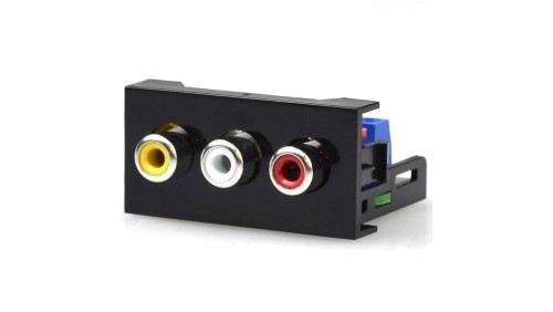 Moduł 1M 22,5x45 3x RCA szybkozłącze czarny Mediabox NEKU