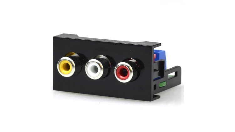 Moduł 1M 22,5x45 3x RCA szybkozłącze czarny Mediabox NEKU
