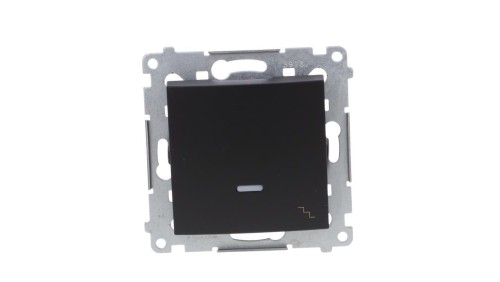Simon 54 Łącznik schodowy z podświetleniem LED (moduł) 10AX 250V szybkozłącza, czarny mat DW6L.01/49