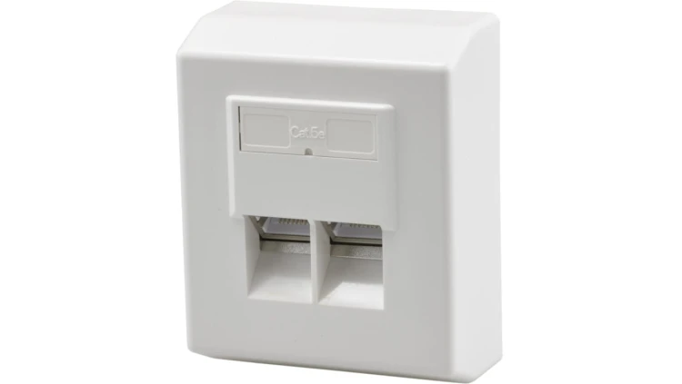 Gniazdo natynkowe 2xRJ45 kat.5e FTP 64x80mm NEKU