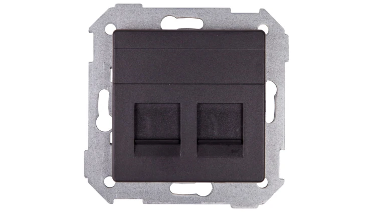 Simon 82 Pokrywa gniazda komputerowego podwójnego 2xRJ45 płaska z adapterem i przesłoną grafit 82006-38