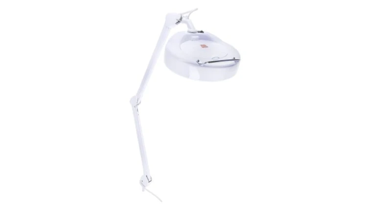 Lampa z lupą, 3dioptrii, 125mm, Montaż zaciskowy na stole, LED, 14.5W, 230V ac, Typ G – brytyjski 3-stykowy