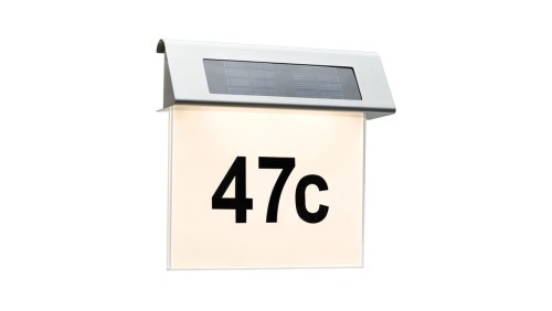 Podświetlany solarny numer domu led szklany niemecki