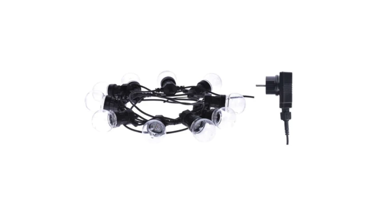 Łańcuch z żarówek 10x 5 LED, 2,25W przeźroczyste, 5m IP44 ciepła biała DCPW02