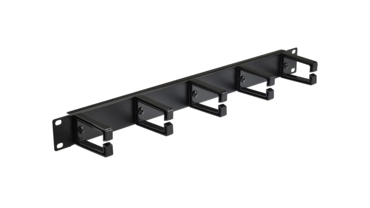 Organizator kabli RACK 19 cali 1U metalowy z plastikowymi uchwytami czarny NEKU