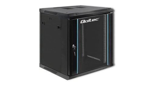 Qoltec Szafa RACK 19 12U 600 x 635 x 600 Hartowane drzwi Wisząca Stalowa obudowa Zamek Czarna
