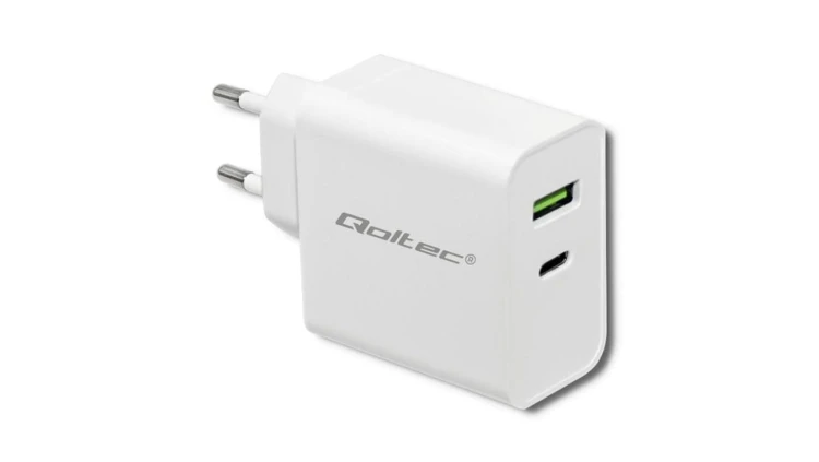 Qoltec Ładowarka sieciowa 45W 5-20V 2.4-3A USB typ C PD USB Biała
