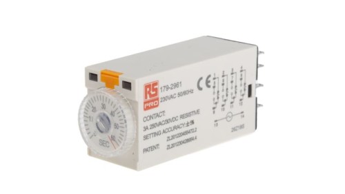 Przekaźnik czasowy zwłoczny jednofunkcyjny 2 → 60s 4PDT 4-stykowy 4PDT 230V ac