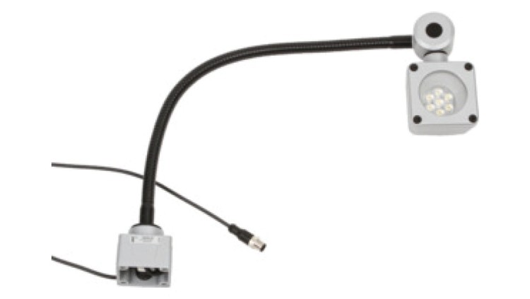 Oświetlenie LED na gęsiej szyi 500x80mm białe światło 9W 5000lx 5000K 24V DC złącze M12 4pin 3m IP67 EB800120