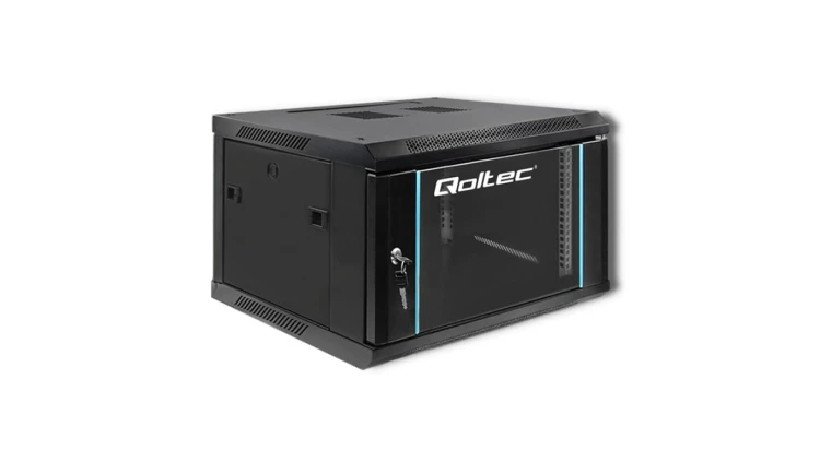 Qoltec Szafa RACK 19 6U 600 x 370 x 600 Hartowane drzwi Wisząca Stalowa obudowa Zamek Czarna