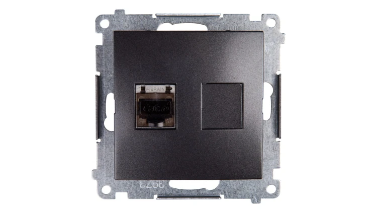 Simon 54 Gniazdo komputerowe pojedyncze RJ45 kat.6 ekranowane z przesłoną antracyt D61E.01/48