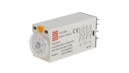 Przekaźnik czasowy zwłoczny jednofunkcyjny 0.5 → 10min 4PDT 4-stykowy 4PDT 230V ac