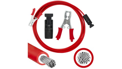 Kabel przyłączeniowy z wtykami typu krokodyl 40A - MC4 4mm2 czerwony /1m/
