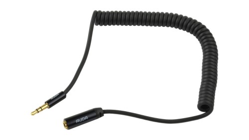 AUDA Slim Przedłużacz spiralny Audio AUX mini Jack 3,5mm Stereo (wtyk / gniazdo) /1,5m/