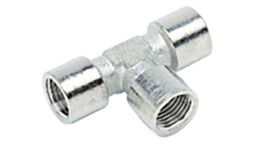 Pneumatyczny adapter teowy gwintowany, Mosiądz, 75 bar Niklowane, 176-1061 /10szt./