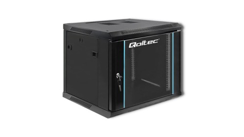 Qoltec Szafa RACK 19 9U 600 x 500 x 600 Hartowane drzwi Wisząca Stalowa obudowa Zamek Czarna