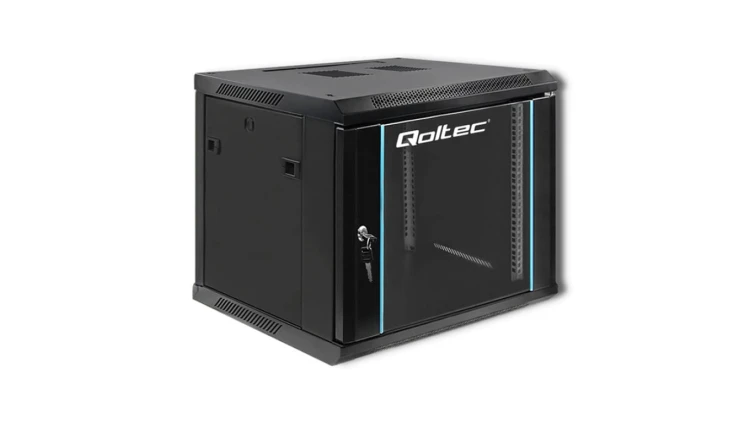 Qoltec Szafa RACK 19 9U 600 x 500 x 600 Hartowane drzwi Wisząca Stalowa obudowa Zamek Czarna