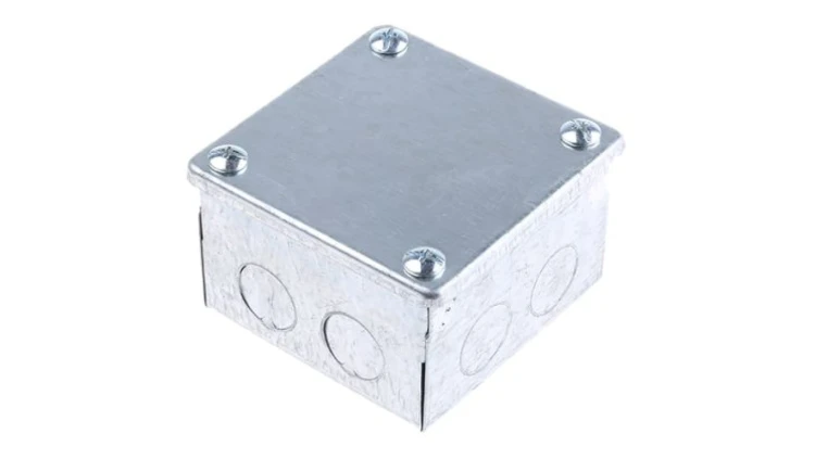 Puszka zaciskowa, Stal Galwanizowany 8 Knockouts 75mm x 75 mm x 50mm RS PRO