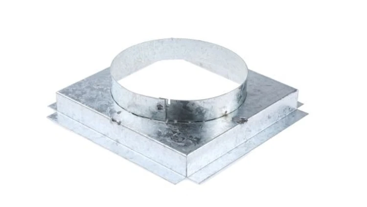 Podstawka z kołnierzem, 200 x 200mm, śr. kanału: 150mm, Stal ocynkowana