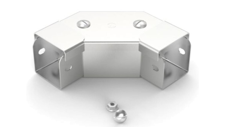 Kątownik poziomy do koryt kablowych Stal nierdzewna 304 Zatyczka przednia wygięta pod kątem 90 75 x 75mm RS PRO