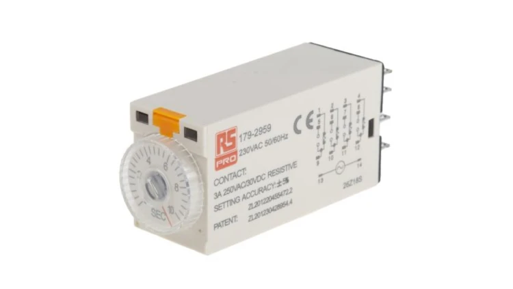 Przekaźnik czasowy zwłoczny jednofunkcyjny 0.5 → 10s 4PDT 4-stykowy 4PDT 230V ac