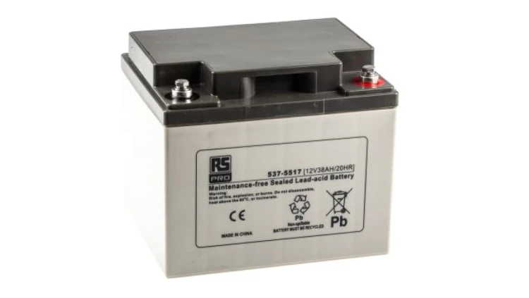 Akumulator kwasowo-ołowiowy, AGM, 38Ah, 12V, RS PRO